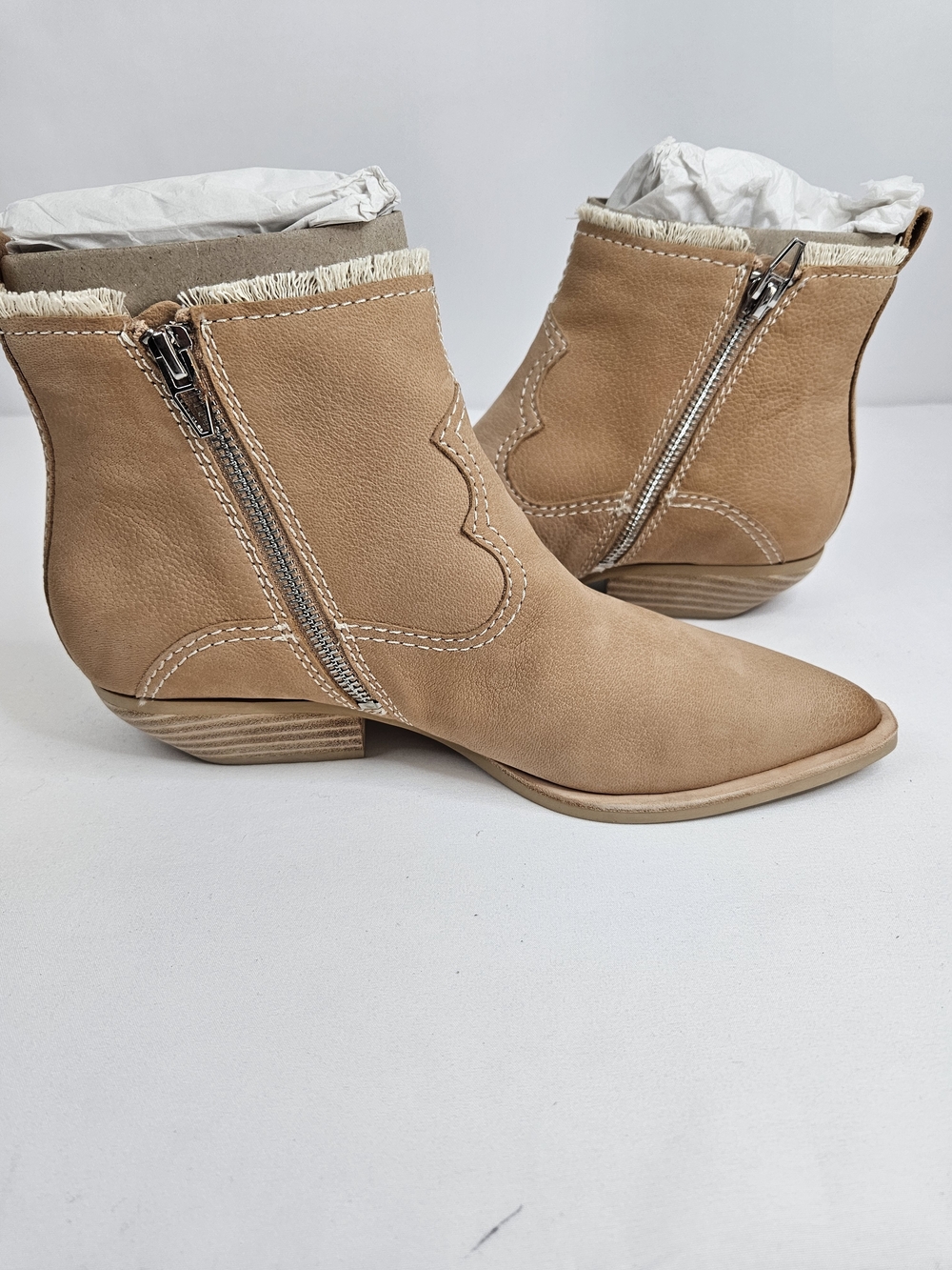 Dolce Vita Unity Blush Nubuck Ankle Booties with Side Zipper